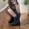 Removable Thick-soled Trouser Boots Two Wear Belt Buckle Short Boots Round Head Retro Stacking Boots Women's Western Boots Medium Boots