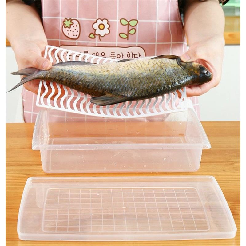 Контейнер для хранения продуктов в морозильной камере - Прямоугольный контейнер для хранения продуктов с дренажем, герметичный пластиковый контейнер для фруктов, рыбы и многого другого
