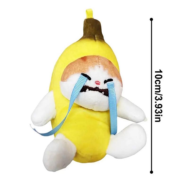 Crying Sound Banana Cat Keychain Creative Happy Cat Crying Banana Cat Doll Pendant Soft Yellow Kitty Fruit Plushies For Kids