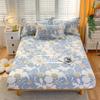 Blue White Floral Pattern Fitted Sheet Set Abstract Flowers Cotton Bedding Set Skin-friendly Non-slip Bedspread with Pillowcases