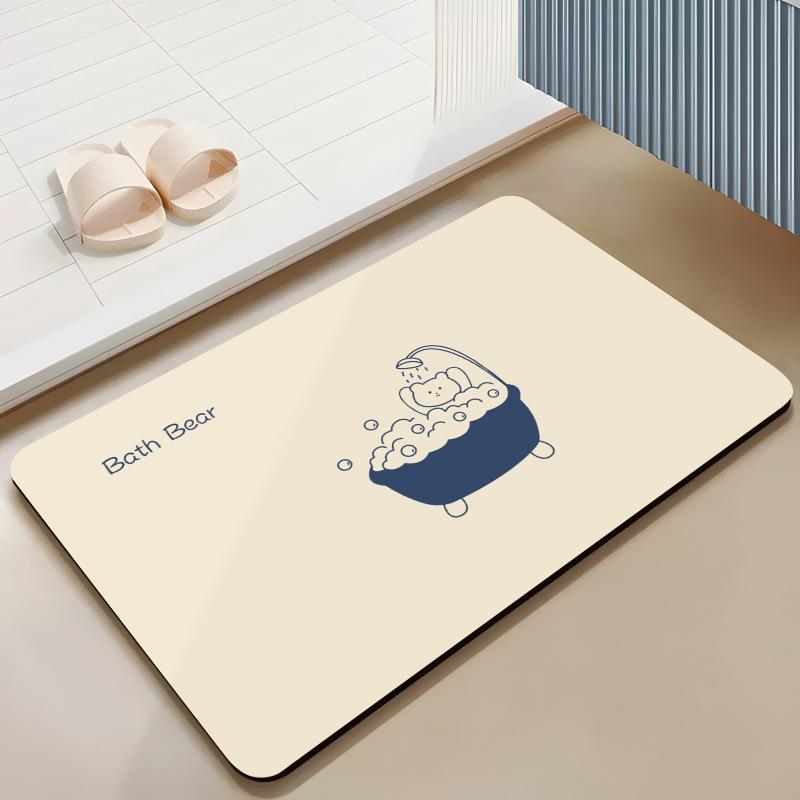 Modern Simple Diatom Mud Floor Mat Line Drawing Bathroom Anti Slip Mat Household Bathroom Sink Sink Water Absorbing Foot Mat