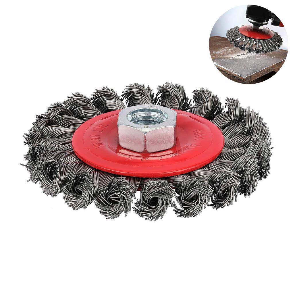 Щетка из витой проволоки с резьбовым хвостовиком, узловая, износостойкая, угловая, скрученная, гофрированная, инструменты для удаления ржавчины для наружных работ
