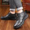 Зимняя обувь мужская черная искусственная кожа обувь утолщенная плюшевая теплая шнуровка походная обувь мужская удобная повседневная платформа ботинки 2024 новый
