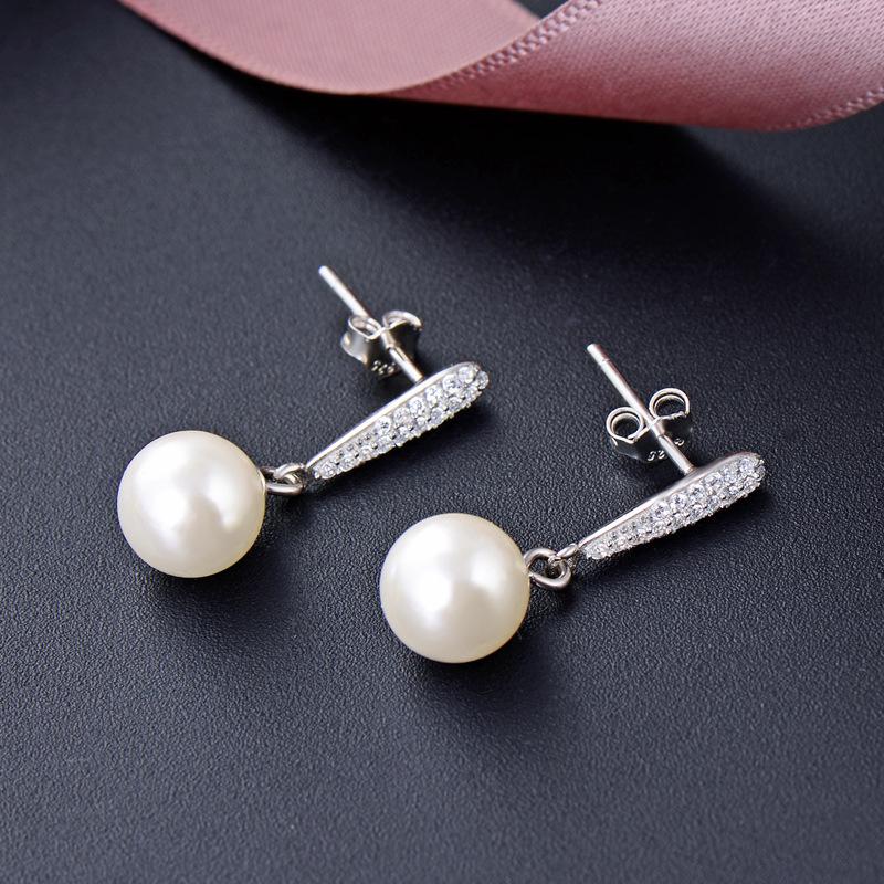 Линдон стерлингового серебра 925 пробы синтетический жемчуг серьги серьги-капли для женщин подарки на свадьбу