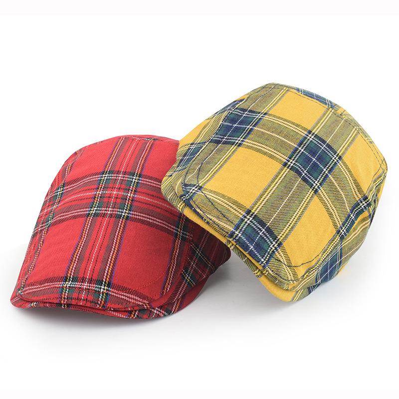 Spring And Summer Outdoor Plaid Forward Hat Outdoor Casual Beret Retro Plaid Cap Overseas