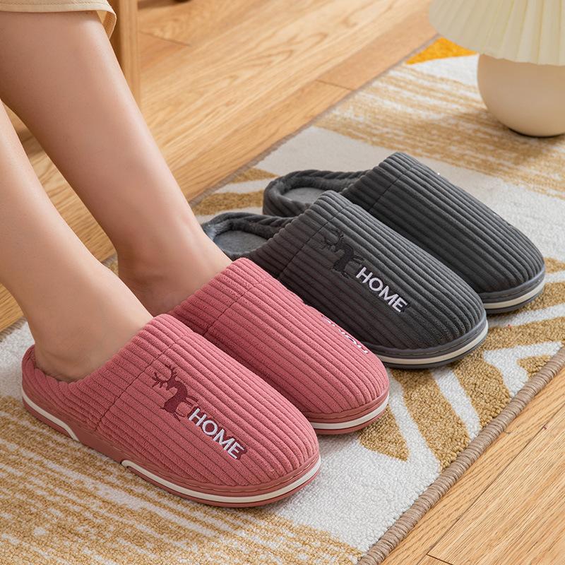 Fashion Comwarm Indoor Warm Plush Slippers For Women Men Winter Fashion Furry Slippers Flully Cotton Slides Home Non-Slip Bedroom Shoes
