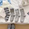 Female Spring and Autumn Cotton Bow Striped Ballet Wind Mid Tube Pile Socks