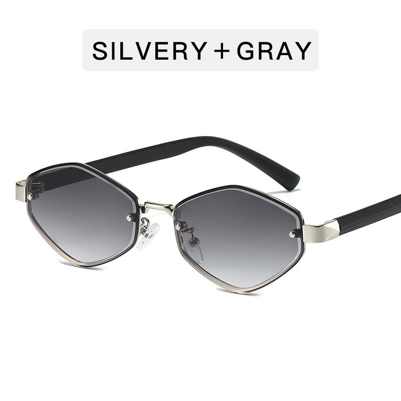 Fashion Small Polygonal Sunglasses Women Metal Rhombus Sun Glasses Ladies Hipster Sexy Cat Eye Shades Vintage