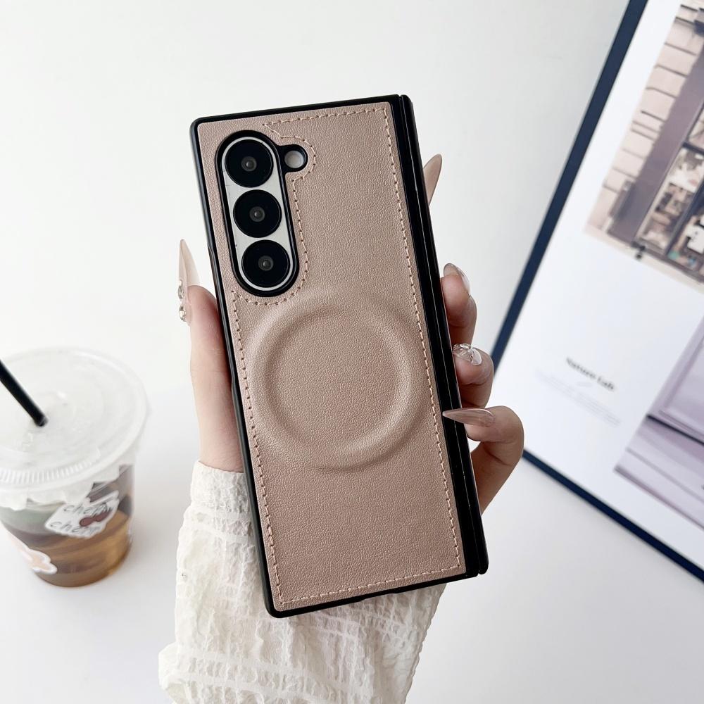 Luxury Leather Matte Shockproof Case for Samsung Galaxy Z Fold 7 6 5 4 3 fold7 Zfold Magnetic Wireless Charging Business Cover