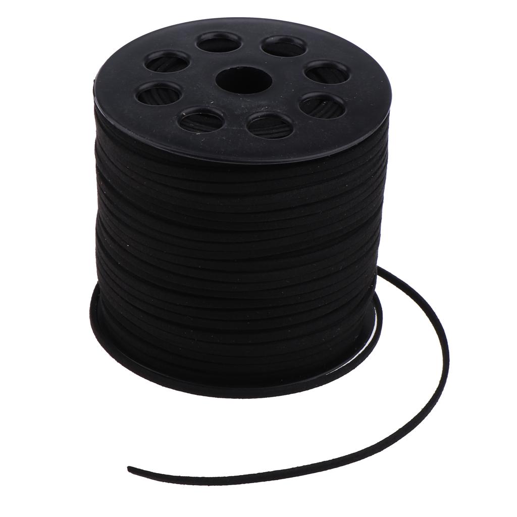 98 Yards 2.7mm Faux Suede Cord String Lace Beading Thread Black