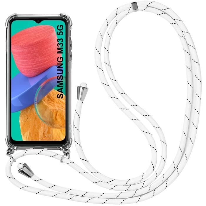 Защитный чехол - BOOLING - Samsung Galaxy M33 5G - Мягкий - Прозрачный - Белый шнурок