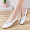 Women Flats Ballet Shoes Genuine Cowhide Leather Breathable Moccasins Boat Ballerina Ladies Casual Loafers Off White