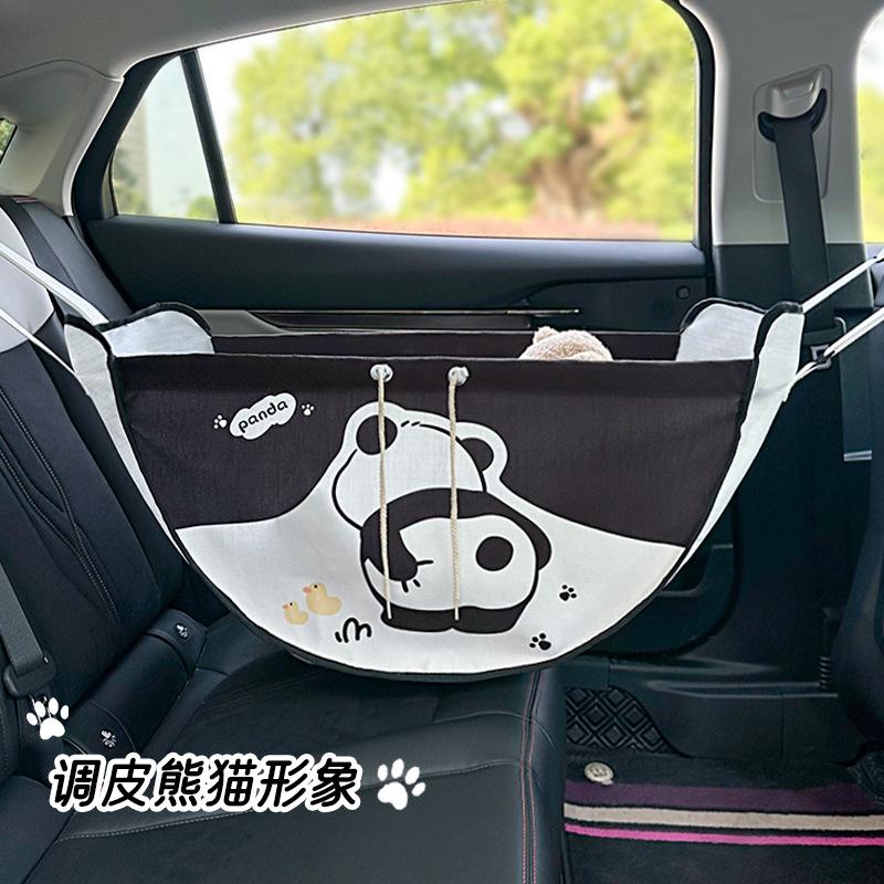 Car storage bag cute panda car seat back hanging multi-purpose car sundries bag storage hanging bag