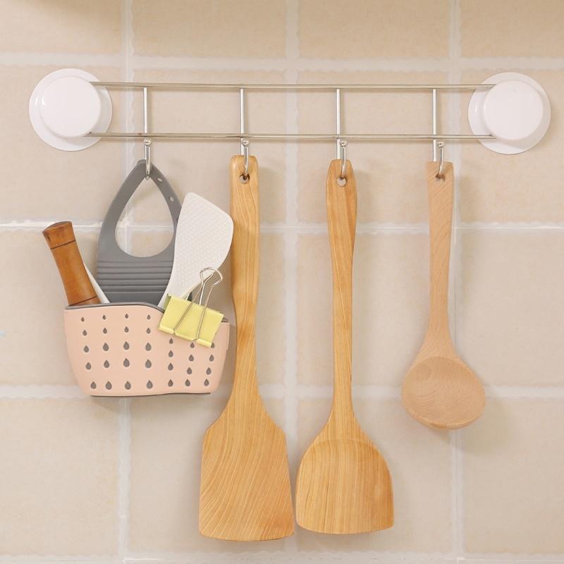 Sink Shelf Soap Sponge Drain Rack Silicone Storage Basket Bag Faucet Holder Adjustable Bathroom Hold