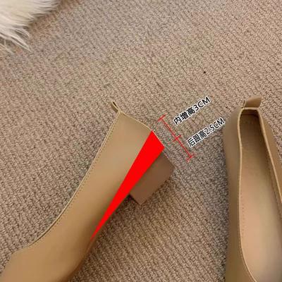 Супермягкая овечья кожа~ Небольшое увеличение внутренней высоты на 6 см туфли-лодочки женские с мелким вырезом на толстом каблуке квадратный носок туфли бабушки мягкая подошва туфли Doudou