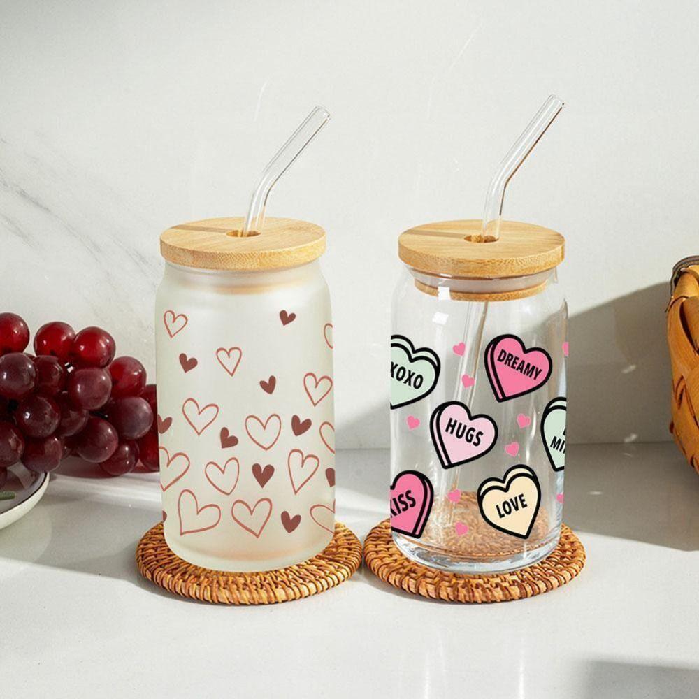 Rub on Cup Wraps Flower Printed Transfer Cup Stickers 3D UV DTF Transfers Stickers  16OZ Glass Cups