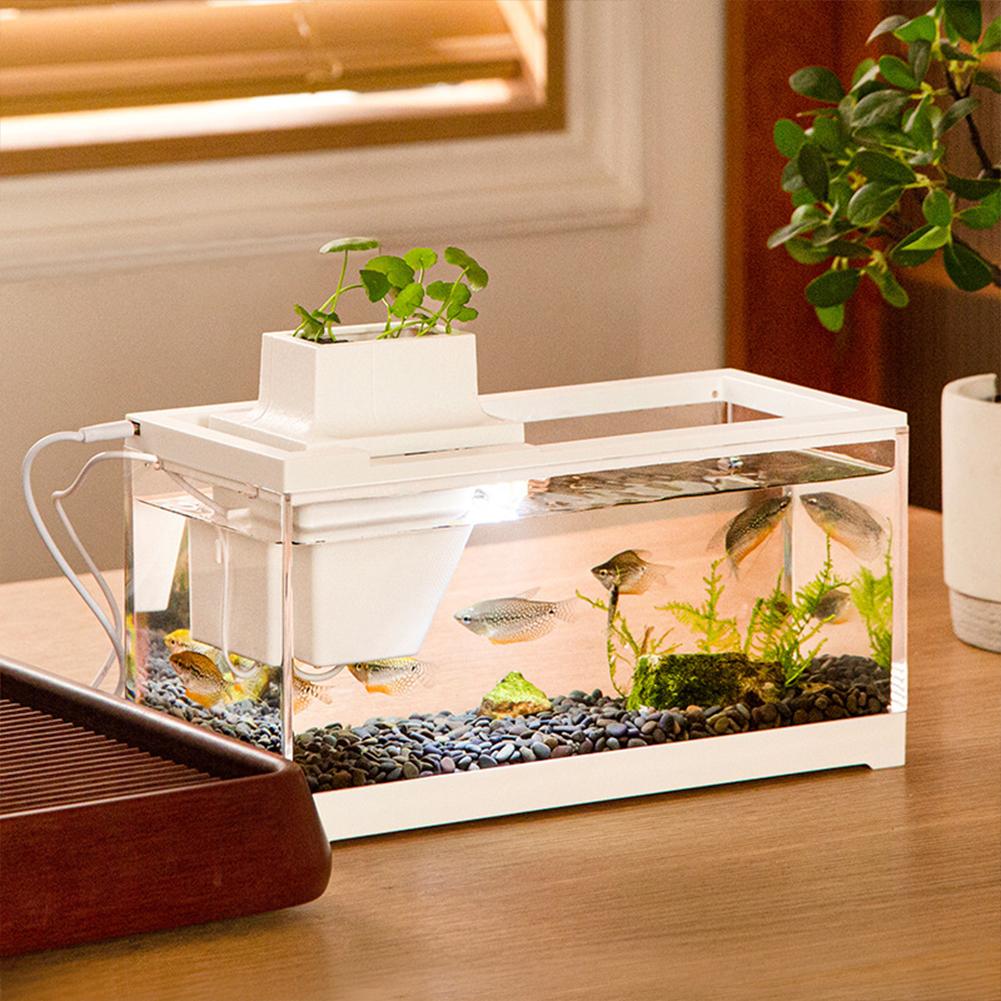 Fish Tiny Fish Tank Office Small Betta Aquarium Light With Filter Micro Landscape Fish Tank Office Desktop Home Ornaments