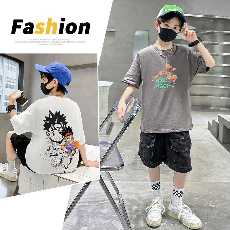 Детская повседневная хлопковая футболка, летний модный топ для мальчиков