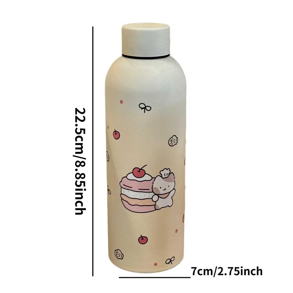 Cute Cake Cat Stainless Steel Insulated Cup, High Aesthetic Design, Portable Small Mouth Bottle for Women Keep Hot & Cold Drinks