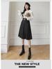 Женская шерстяная юбка А-силуэта во французском стиле - средняя длина, высокая талия, осень/зима