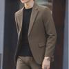 Men's Single-Breasted One-Piece Suit Jacket, Flat Lapel, Long Sleeve, Solid Color, Trendy Casual Autumn 2022 Style.