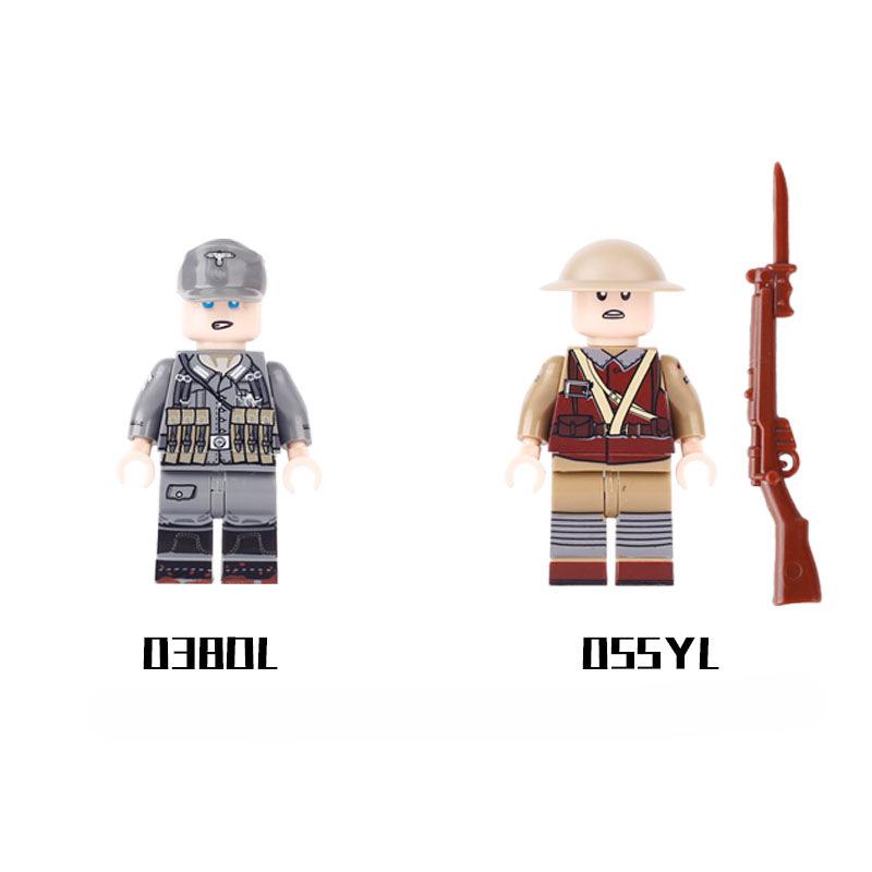 Британские солдаты Первой мировой войны, аксессуары для человеческого оружия, собранные военные строительные блоки времен Второй мировой войны, военные игрушки