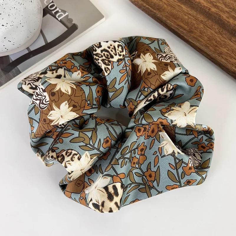 Printed Scrunchies Elastic Hair Bands Women Girls Vintage Hair Rope Ties Headbands Hair Accessories Ponytail Holder Rubber Bands