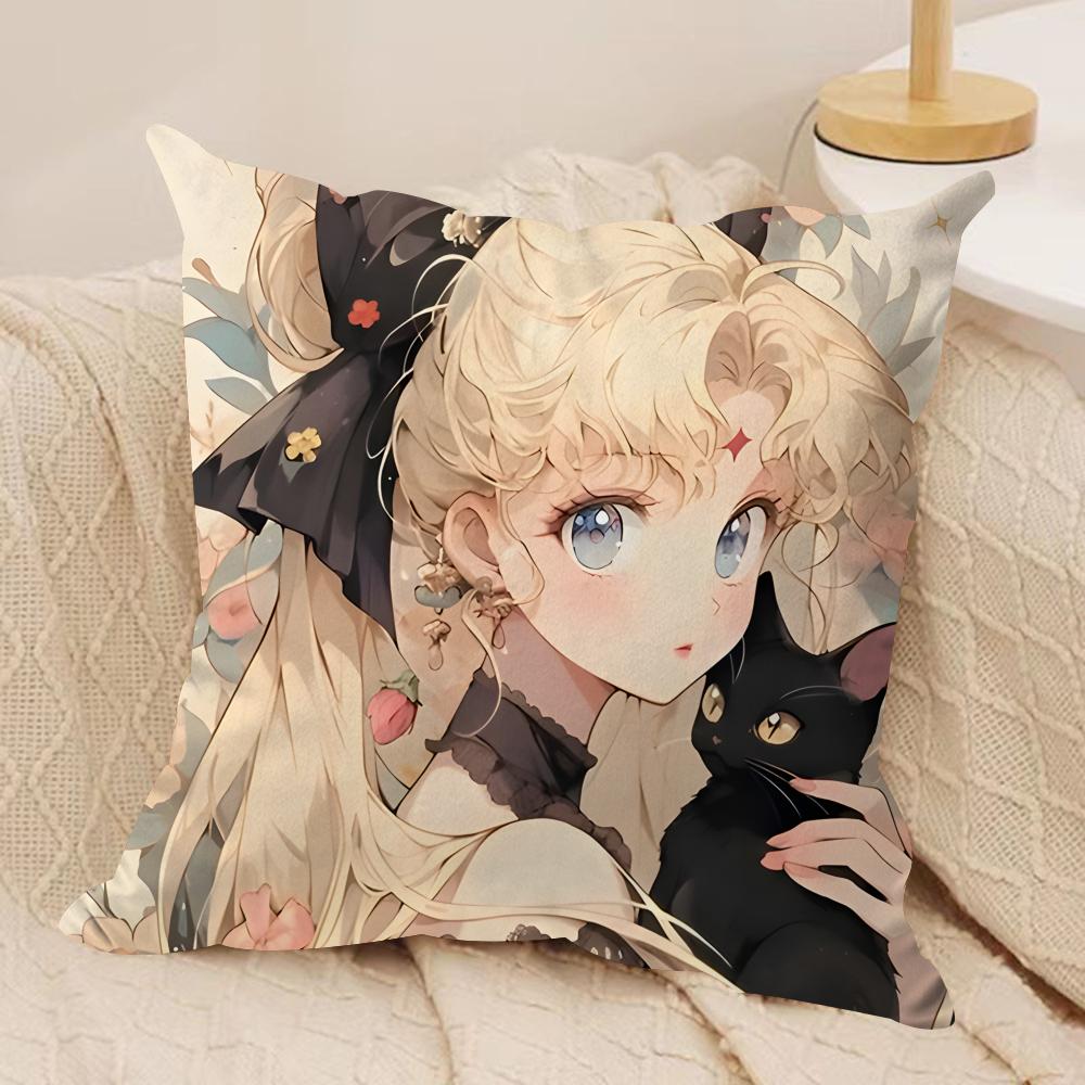 SSailor MMoonS Ancient Cushion Cover Silky Short Plush Invisible Zipper Dustproof Sofa Pillow Case for Home Decor