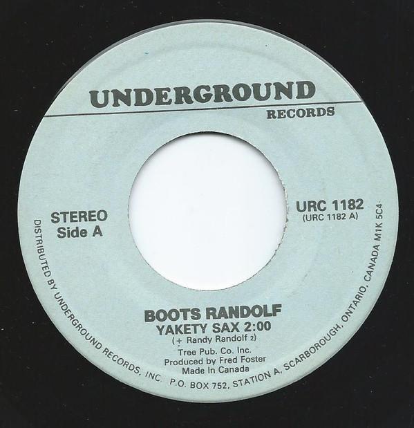 Пластинка 7 дюймов BOOTS RANDOLPH / COZY EGGLESTON & H / Yakety Sax / The Big Heavy URC1182 Underground Rec Канада Джаз Б/У