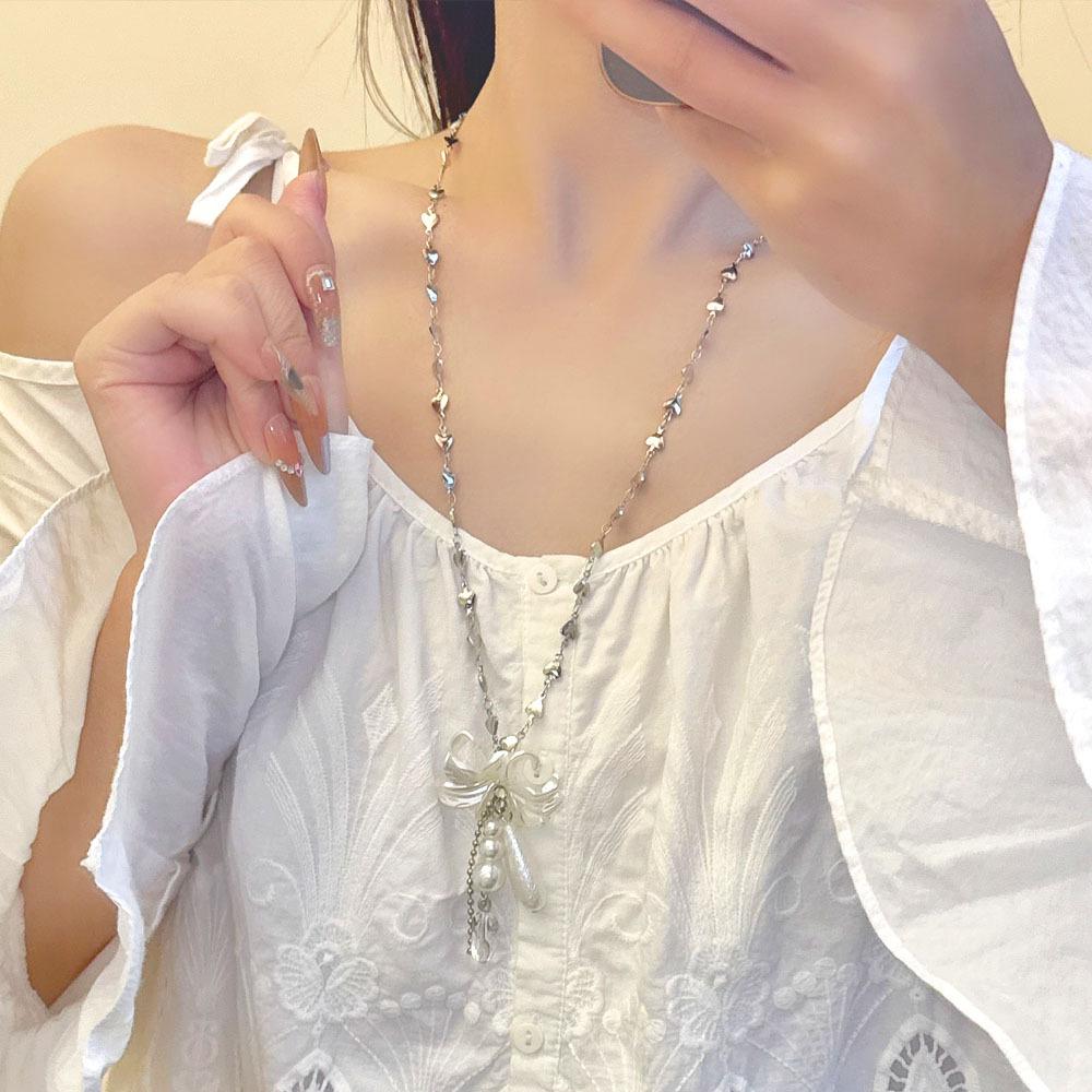 Lily Pearl Necklace for Women, Long Tassel Super Fairy Niche Design High Grade Light Luxury Temperament Clavicle Chain