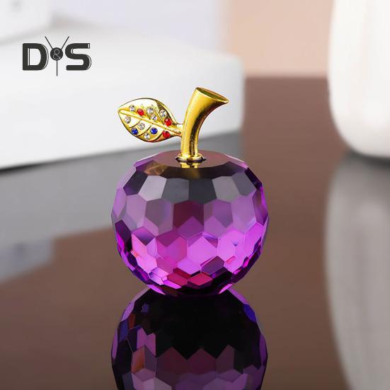 Стеклянные яблоки, фигурка, искусственный хрустальный фрукт, украшение, коллекционные полупрозрачные яблоки, украшение для домашнего офиса, приборной панели автомобиля