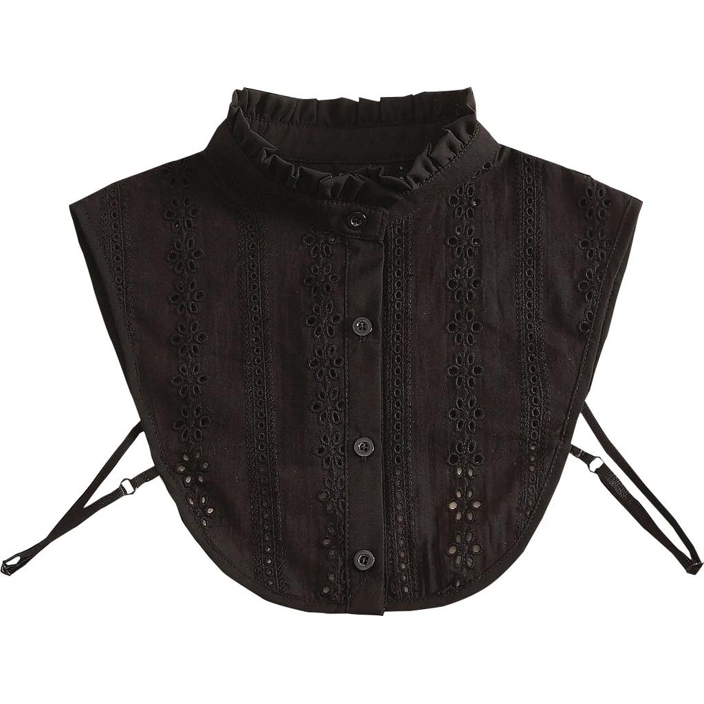 Linbaiway Women Stand Ruffle Lace Chiffon Fake Collar Detachable False Collar Adult Sweater Blouse Top Removable Faux Collar