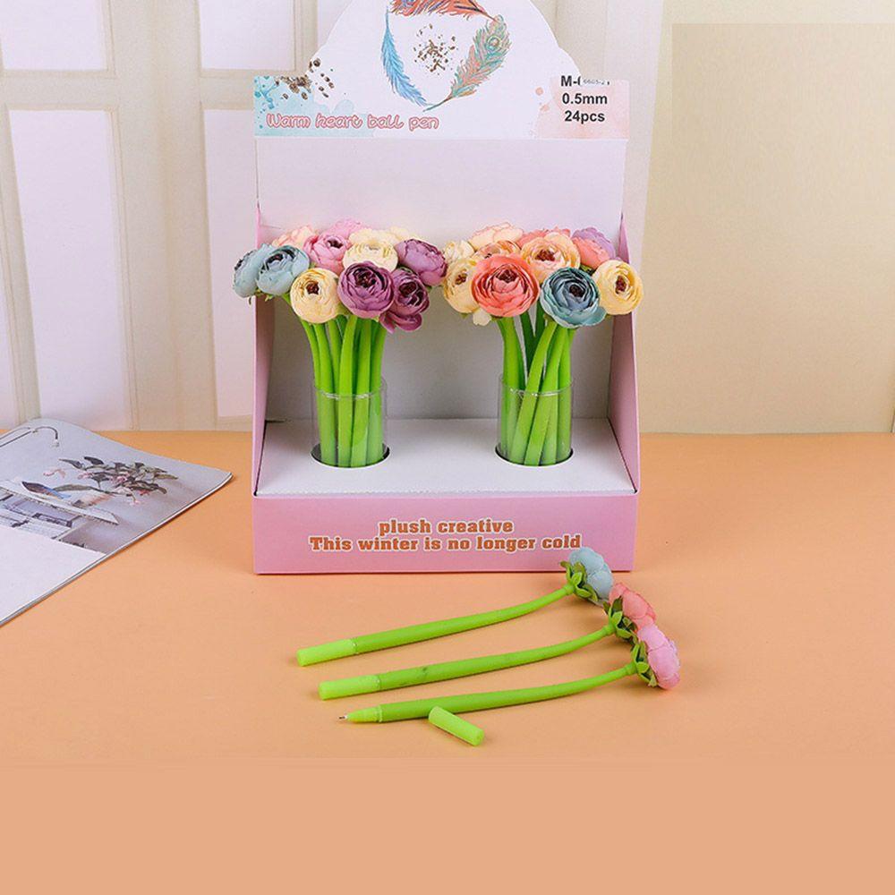 Домашний декор Фирменные канцелярские принадлежности 0,5 мм Черные чернила Силиконовая ручка Гелевые ручки Цветочные карандаши Нейтральный карандаш