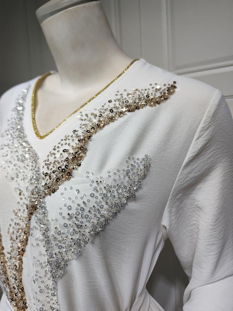 Женская одежда, модное мусульманское платье с вышивкой и пайетками, Абая, средневосточное женское свободное облегающее мусульманское платье