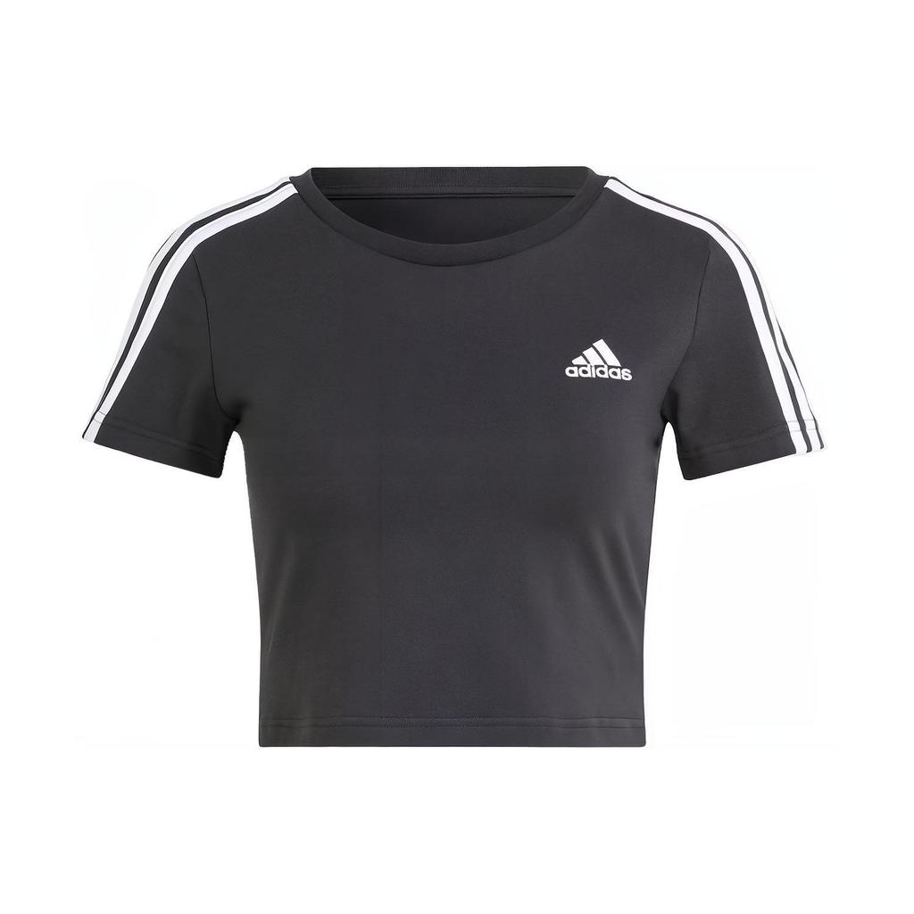 adidas Женская футболка Essentials с 3 полосками, Colorblock, Черная IR6111
