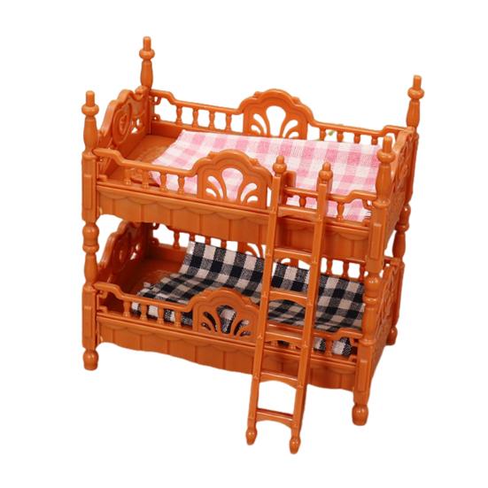 Doll Mansion Furniture Set Miniature Dressing Table Bunk Bed Bedside Table Dolls Bedroom Accessories for Kids Pretend Play
