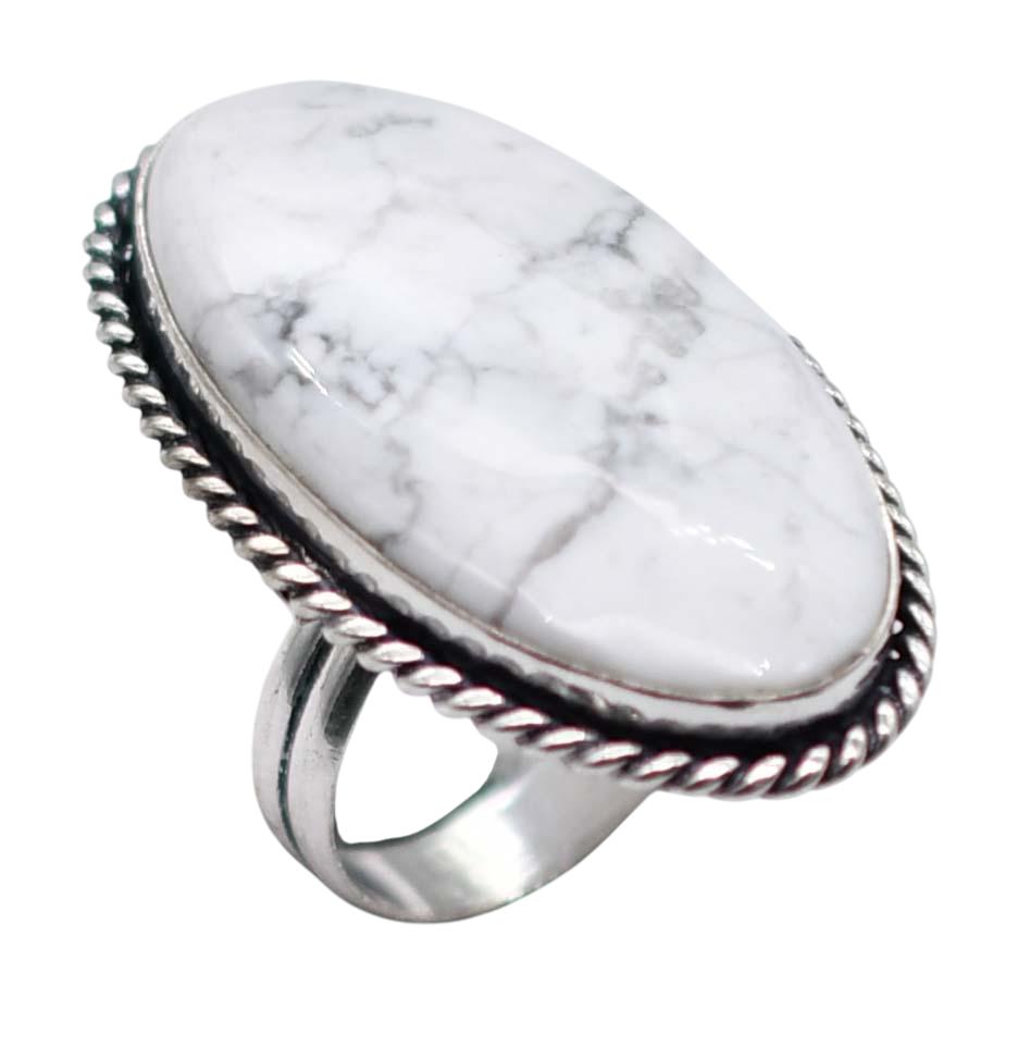 Howlite Gemstone Ethnic Handmade Antique Design Ring US Size-7 Z 228