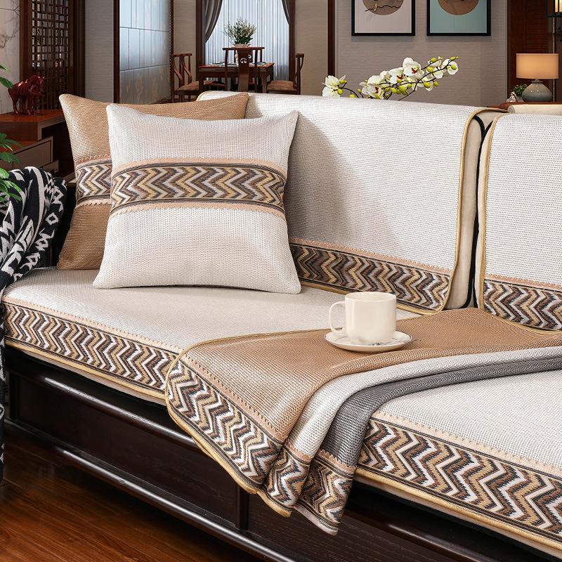 Летний нескользящий высококачественный комбинированный чехол для дивана из цельного дерева, чехол для сиденья из ледяного шелка, полотенце на спинку