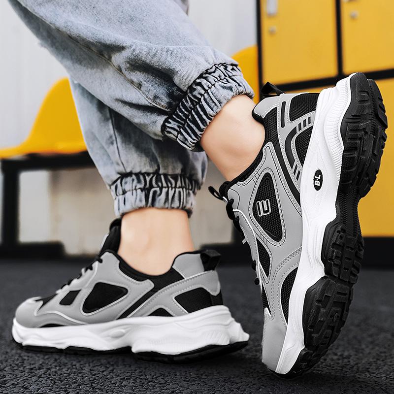 Мужские повседневные спортивные туфли толстая подошва лето новые дышащие мягкая подошва нескользящие комфорт уличные кроссовки модные сетчатые кроссовки