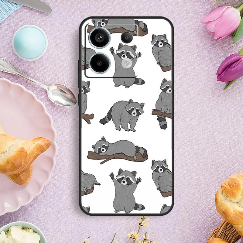 Cute Raccoon Case For Xiaomi Redmi Note 14 10 11 12 13 15 Pro Plus Cover For Redmi 15C 15 14C 10C 12C 13C
