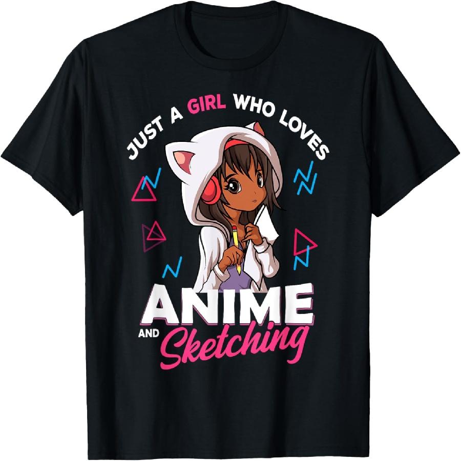 Unisex T-shirt Just A Girl Who Loves Anime and Sketching Anime Merch Stuff T-Shirt