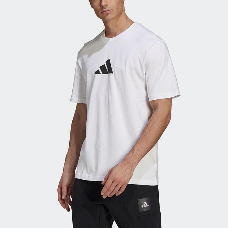 adidas Футболки Мужские Белые С Круглым Вырезом Умеренный Прямой Крой GQ8305
