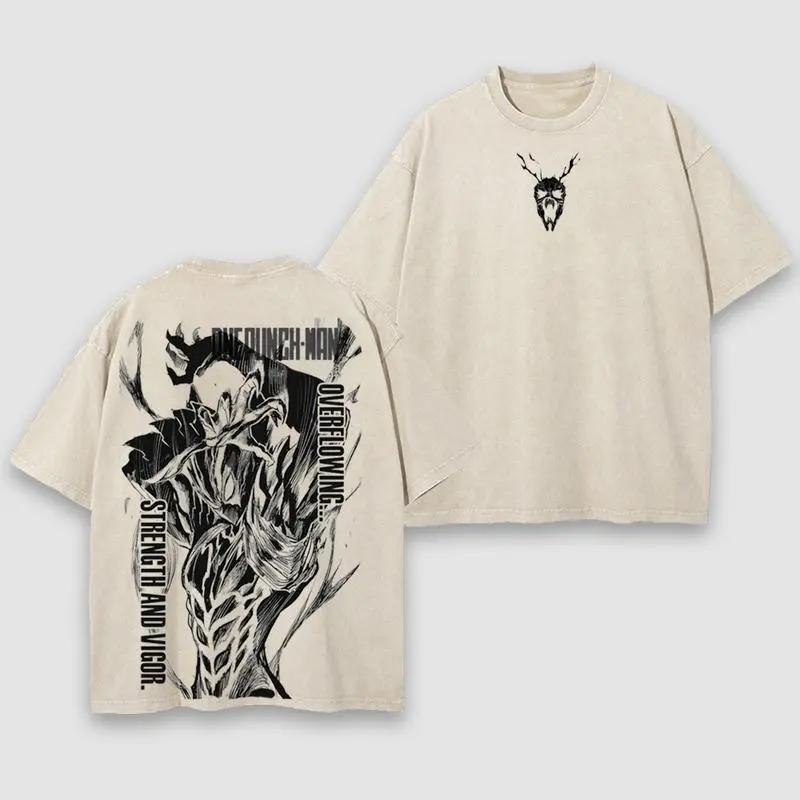 Аниме One Punch Man Гароу Графическая футболка Мужская Женская с коротким рукавом Одежда Оверсайз Футболка Стиранный Хлопок Футболка Харадзюку Футболка