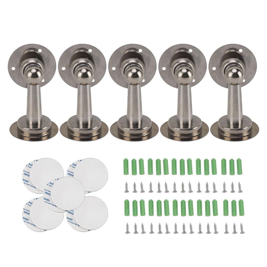 5Pcs Magnetic Door Stop Stainless Steel Easy Installation Strong Magnet Door Stopper for Office Bedroom Cabinet Hotel