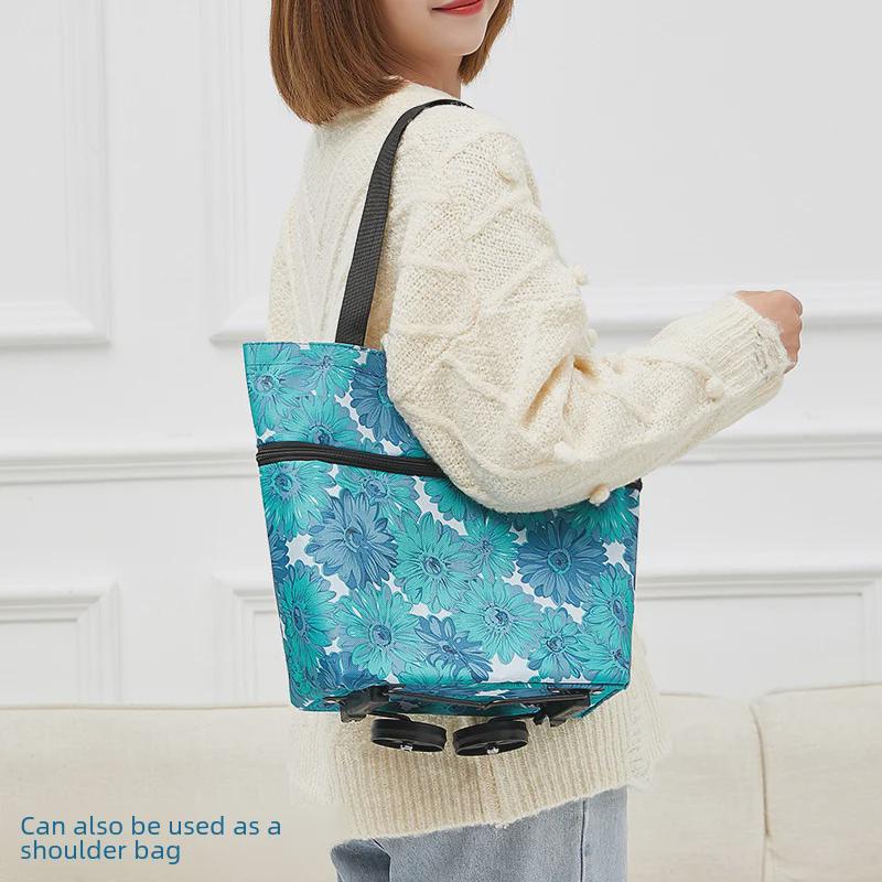 Портативная складная продуктовая тележка с тележкой для супермаркетов и выдвижными сумками для покупок