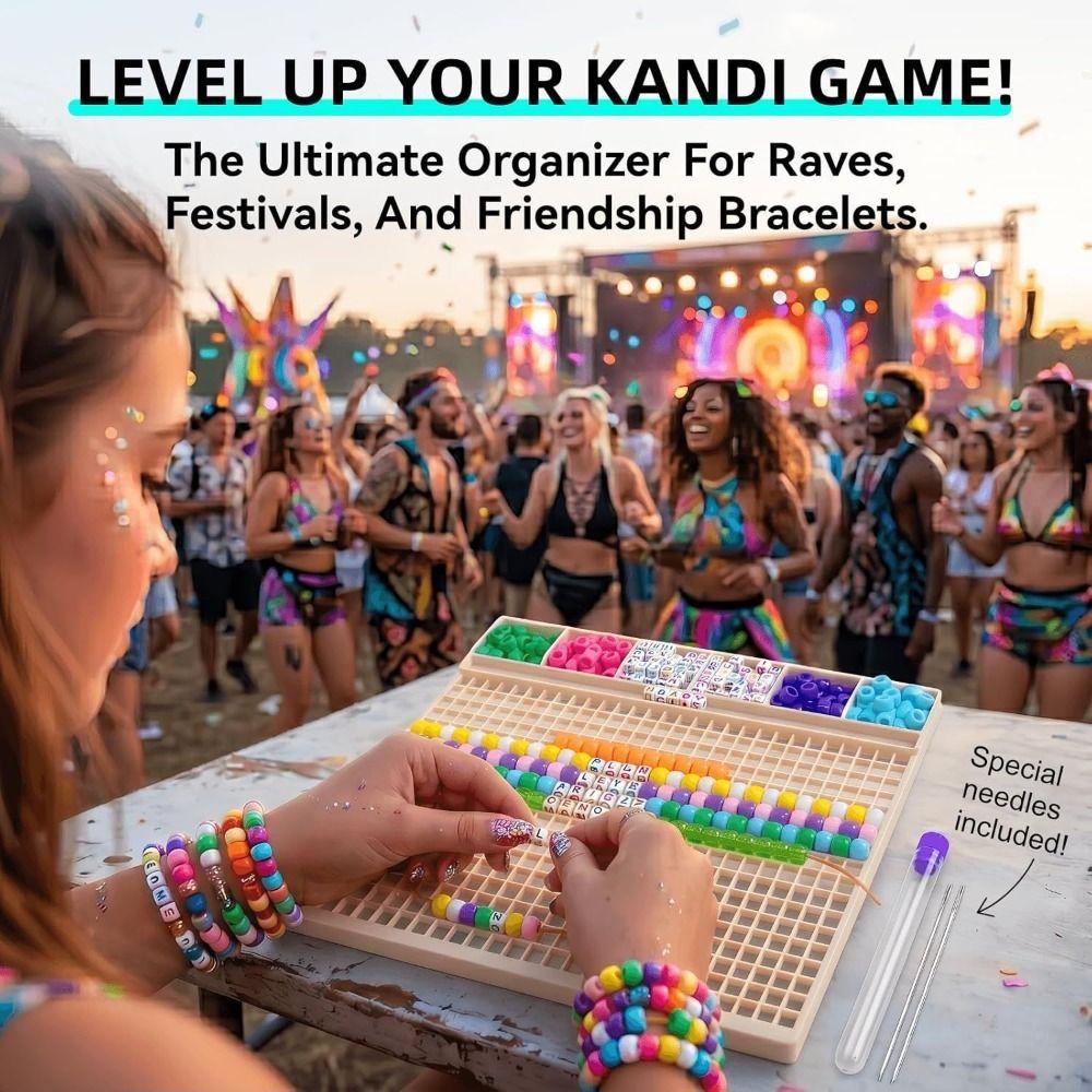 with 3 Beading Needle&Storage Tube Pony Beads Fast Stringing Tray Music Festivals