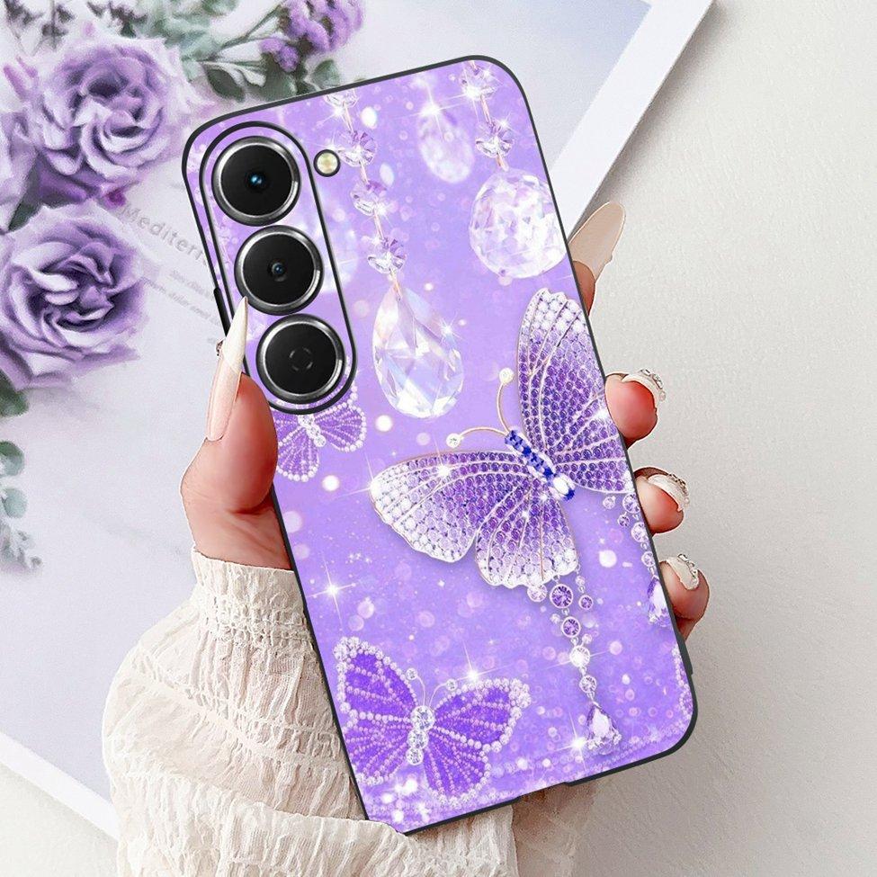Чехол для Tecno Spark 40Pro KM6 Чехол для Techno Spark 40 Pro Чехол Силиконовый Роскошный Бабочка Любовь Мода Цветы Крутой Расписной