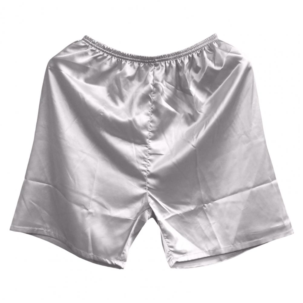 Men Imitation Silk Casual Shorts Elastic Waistband Sleeping Shorts Smooth Fabric Wide Leg Short Pants Homewear