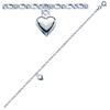 [Q8409] - Silver Ankle Chain 'Heart' Silver (rhodium-plated) - 25 Cm 8x8 Mm