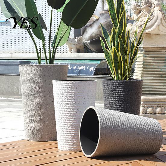 Durable Garden Pot for Large Houseplants Tall Round Flower with Drainage Holes, 17 Inch Stone-Look Sturdy Decorative Living Room Entryway Planter,